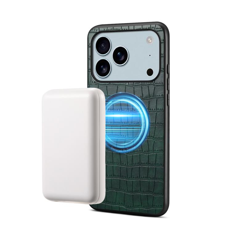 Denior A09 鱷魚紋 PU 素食皮革磁吸手機殼，適用於 iPhone 17 Pro Max，適用於 iPhone 17 Pro