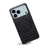 Denior A09 鱷魚紋 PU 素食皮革磁吸手機殼，適用於 iPhone 17 Pro Max，適用於 iPhone 17 Pro