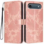 向日葵壓紋素食皮革手機殼附小黑繩，適用於 iPhone 16e / 17e，適用於 iPhone 17 Pro Max，適用於 iPhone 17 Pro，適用於 iPhone 17，適用於 iPhone Air，適用於 iPhone 16 Pro Max，適用於 iPhone 16 Pro，適用於 iPhone 16 Plus