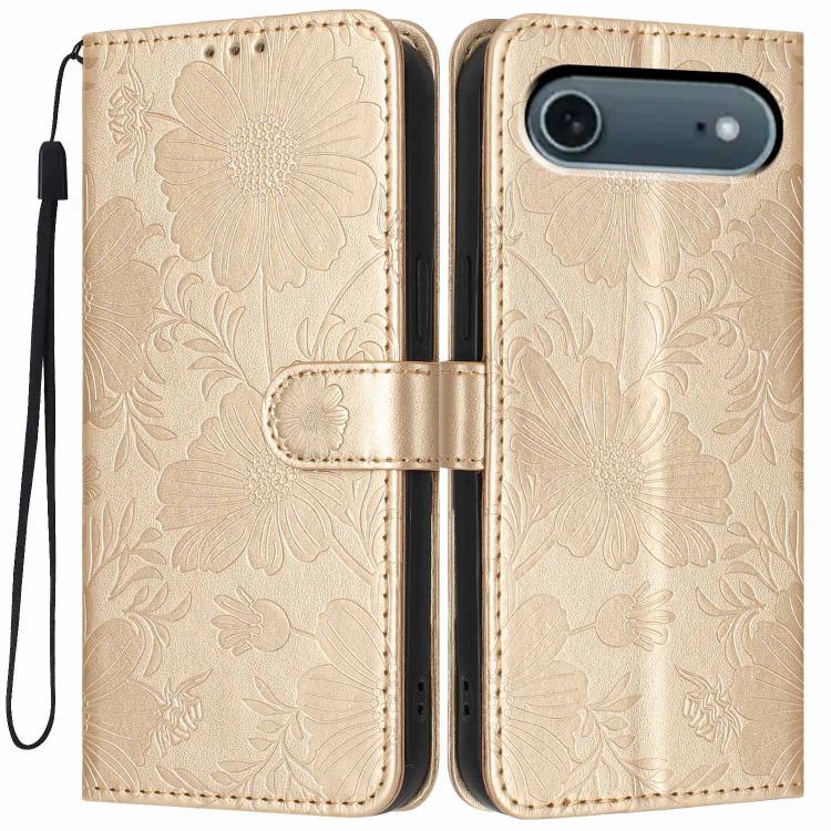 向日葵壓紋素食皮革手機殼附小黑繩，適用於 iPhone 16e / 17e，適用於 iPhone 17 Pro Max，適用於 iPhone 17 Pro，適用於 iPhone 17，適用於 iPhone Air，適用於 iPhone 16 Pro Max，適用於 iPhone 16 Pro，適用於 iPhone 16 Plus