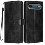 向日葵壓紋素食皮革手機殼附小黑繩，適用於 iPhone 16e / 17e，適用於 iPhone 17 Pro Max，適用於 iPhone 17 Pro，適用於 iPhone 17，適用於 iPhone Air，適用於 iPhone 16 Pro Max，適用於 iPhone 16 Pro，適用於 iPhone 16 Plus