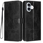 Sunflower Embossed Vegan Leather Phone Case with Small Black Rope, For iPhone 16, For iPhone 15 Pro Max, For iPhone 15 Pro, For iPhone 15 Plus, For iPhone 15, For iPhone 14 Plus, For iPhone 14, For iPhone 14 Pro