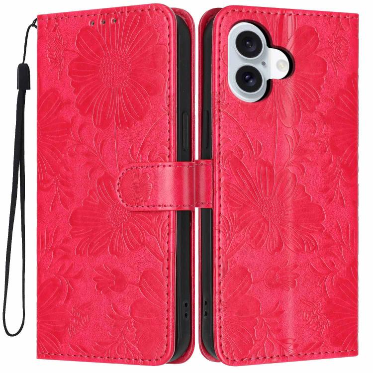 Sunflower Embossed Vegan Leather Phone Case with Small Black Rope, For iPhone 16, For iPhone 15 Pro Max, For iPhone 15 Pro, For iPhone 15 Plus, For iPhone 15, For iPhone 14 Plus, For iPhone 14, For iPhone 14 Pro