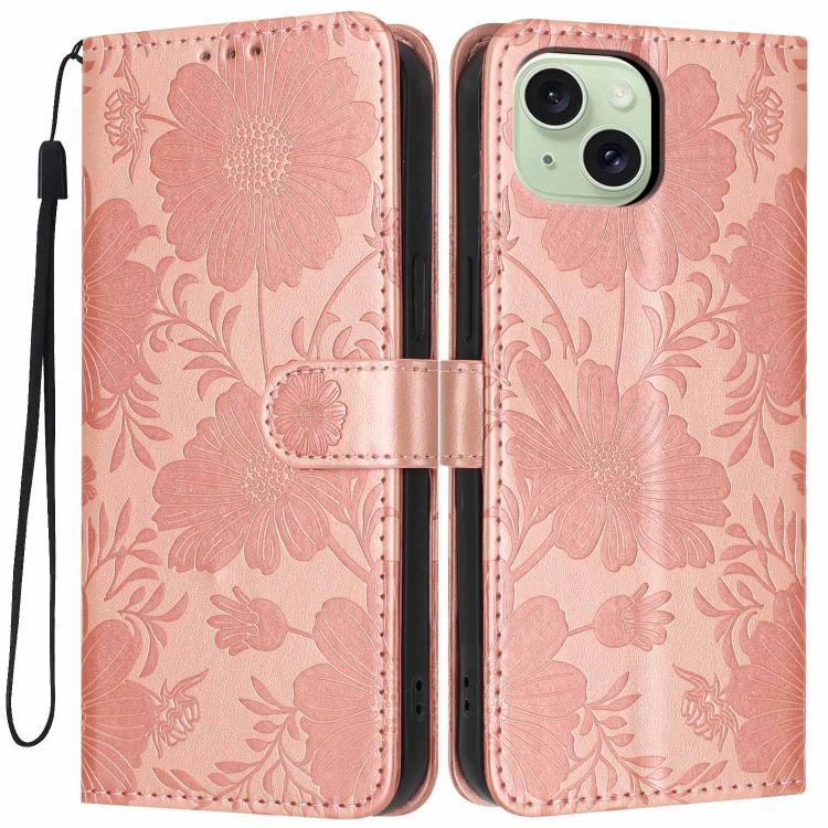 向日葵壓紋素皮手機殼附小黑繩，適用於 iPhone 14 Pro Max、iPhone 13 Pro Max、iPhone 13 Pro、iPhone 13、iPhone 12 / 12 Pro、iPhone 12 Pro Max、iPhone 11 Pro Max、iPhone 11