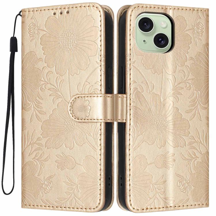 向日葵壓紋素皮手機殼附小黑繩，適用於 iPhone 14 Pro Max、iPhone 13 Pro Max、iPhone 13 Pro、iPhone 13、iPhone 12 / 12 Pro、iPhone 12 Pro Max、iPhone 11 Pro Max、iPhone 11