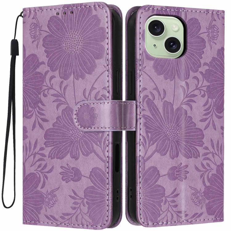 向日葵壓紋素皮手機殼附小黑繩，適用於 iPhone 14 Pro Max、iPhone 13 Pro Max、iPhone 13 Pro、iPhone 13、iPhone 12 / 12 Pro、iPhone 12 Pro Max、iPhone 11 Pro Max、iPhone 11