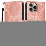 Sunflower Embossed Vegan Leather Phone Case with Small Black Rope, For iPhone 16, For iPhone 15 Pro Max, For iPhone 15 Pro, For iPhone 15 Plus, For iPhone 15, For iPhone 14 Plus, For iPhone 14, For iPhone 14 Pro