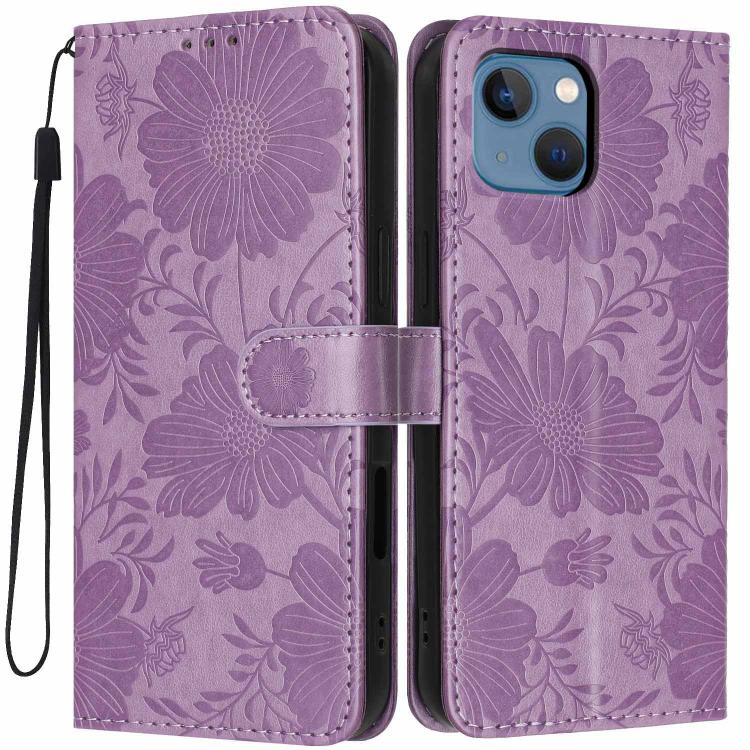 向日葵壓紋素皮手機殼附小黑繩，適用於 iPhone 14 Pro Max、iPhone 13 Pro Max、iPhone 13 Pro、iPhone 13、iPhone 12 / 12 Pro、iPhone 12 Pro Max、iPhone 11 Pro Max、iPhone 11