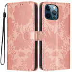 向日葵壓紋素皮手機殼附小黑繩，適用於 iPhone 14 Pro Max、iPhone 13 Pro Max、iPhone 13 Pro、iPhone 13、iPhone 12 / 12 Pro、iPhone 12 Pro Max、iPhone 11 Pro Max、iPhone 11
