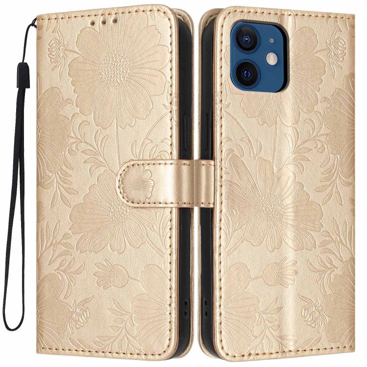 向日葵壓紋素皮手機殼附小黑繩，適用於 iPhone 14 Pro Max、iPhone 13 Pro Max、iPhone 13 Pro、iPhone 13、iPhone 12 / 12 Pro、iPhone 12 Pro Max、iPhone 11 Pro Max、iPhone 11