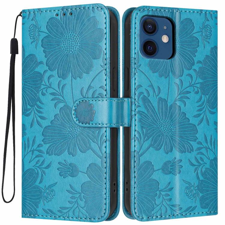 向日葵壓紋素皮手機殼附小黑繩，適用於 iPhone 14 Pro Max、iPhone 13 Pro Max、iPhone 13 Pro、iPhone 13、iPhone 12 / 12 Pro、iPhone 12 Pro Max、iPhone 11 Pro Max、iPhone 11