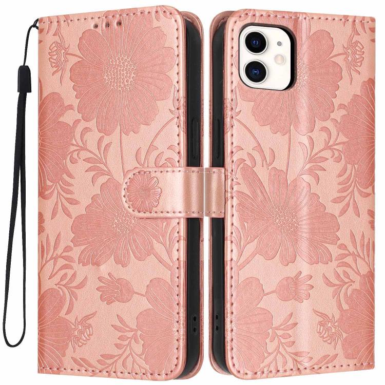 向日葵壓紋素皮手機殼附小黑繩，適用於 iPhone 14 Pro Max、iPhone 13 Pro Max、iPhone 13 Pro、iPhone 13、iPhone 12 / 12 Pro、iPhone 12 Pro Max、iPhone 11 Pro Max、iPhone 11
