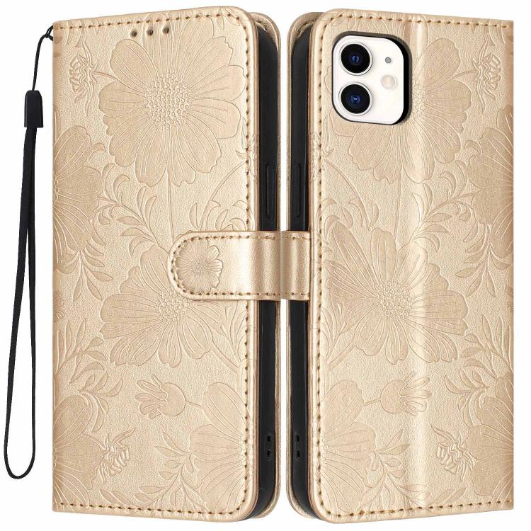 向日葵壓紋素皮手機殼附小黑繩，適用於 iPhone 14 Pro Max、iPhone 13 Pro Max、iPhone 13 Pro、iPhone 13、iPhone 12 / 12 Pro、iPhone 12 Pro Max、iPhone 11 Pro Max、iPhone 11