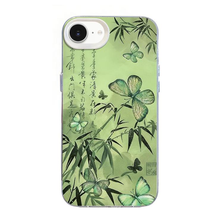 蝴蝶圖案銀鍍PC混合TPU手機殼，適用於iPhone 17e / 16e、iPhone 17 Pro Max、iPhone 17 Pro、iPhone 17、iPhone Air、iPhone 16 Pro Max