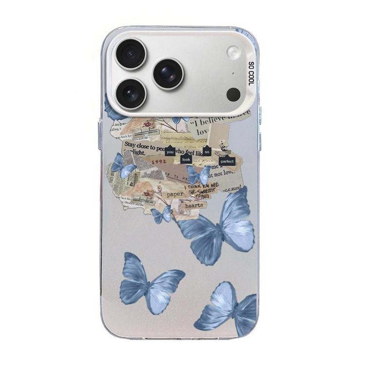 蝴蝶圖案銀鍍PC混合TPU手機殼，適用於iPhone 17e / 16e、iPhone 17 Pro Max、iPhone 17 Pro、iPhone 17、iPhone Air、iPhone 16 Pro Max