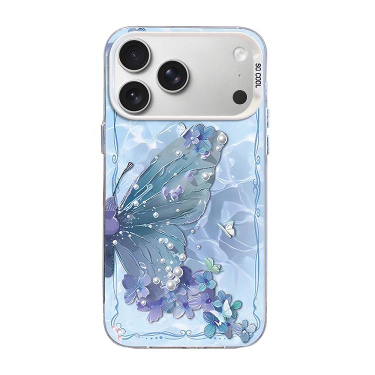 蝴蝶圖案銀鍍PC混合TPU手機殼，適用於iPhone 17e / 16e、iPhone 17 Pro Max、iPhone 17 Pro、iPhone 17、iPhone Air、iPhone 16 Pro Max