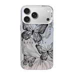 蝴蝶圖案銀鍍PC混合TPU手機殼，適用於iPhone 17e / 16e、iPhone 17 Pro Max、iPhone 17 Pro、iPhone 17、iPhone Air、iPhone 16 Pro Max