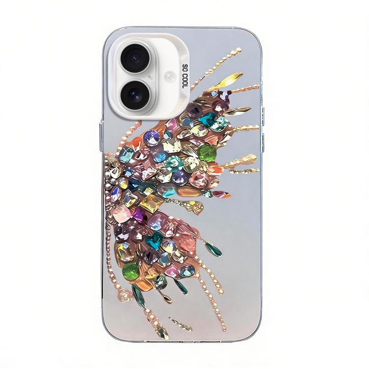 蝴蝶圖案銀鍍PC混合TPU手機殼，適用於iPhone 17e / 16e、iPhone 17 Pro Max、iPhone 17 Pro、iPhone 17、iPhone Air、iPhone 16 Pro Max