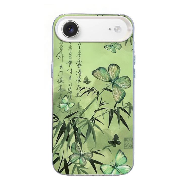 蝴蝶圖案銀鍍PC混合TPU手機殼，適用於iPhone 17e / 16e、iPhone 17 Pro Max、iPhone 17 Pro、iPhone 17、iPhone Air、iPhone 16 Pro Max