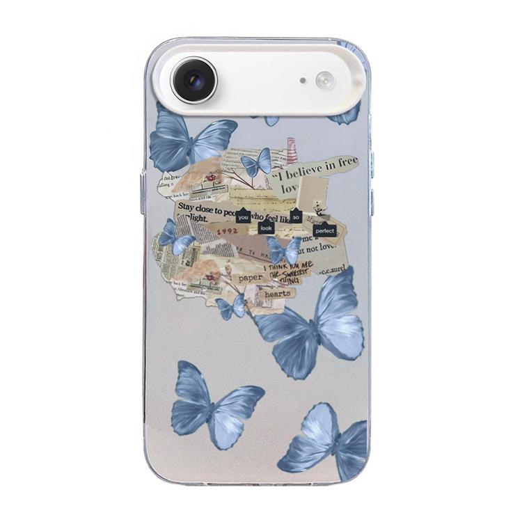 蝴蝶圖案銀鍍PC混合TPU手機殼，適用於iPhone 17e / 16e、iPhone 17 Pro Max、iPhone 17 Pro、iPhone 17、iPhone Air、iPhone 16 Pro Max