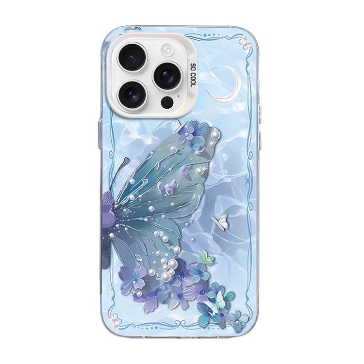蝴蝶圖案銀鍍PC混合TPU手機殼，適用於iPhone 17e / 16e、iPhone 17 Pro Max、iPhone 17 Pro、iPhone 17、iPhone Air、iPhone 16 Pro Max