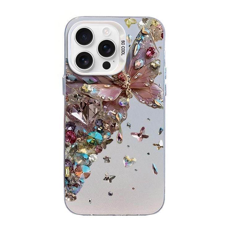蝴蝶圖案銀鍍PC混合TPU手機殼，適用於iPhone 17e / 16e、iPhone 17 Pro Max、iPhone 17 Pro、iPhone 17、iPhone Air、iPhone 16 Pro Max