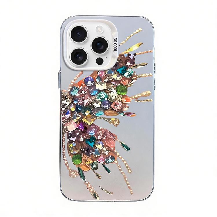 蝴蝶圖案銀鍍PC混合TPU手機殼，適用於iPhone 17e / 16e、iPhone 17 Pro Max、iPhone 17 Pro、iPhone 17、iPhone Air、iPhone 16 Pro Max