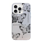 蝴蝶圖案銀鍍PC混合TPU手機殼，適用於iPhone 16 Pro、iPhone 16 Plus、iPhone 16、iPhone 15 Pro Max、iPhone 15 Pro、iPhone 15 Plus