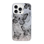 蝴蝶圖案銀鍍PC混合TPU手機殼，適用於iPhone 16 Pro、iPhone 16 Plus、iPhone 16、iPhone 15 Pro Max、iPhone 15 Pro、iPhone 15 Plus