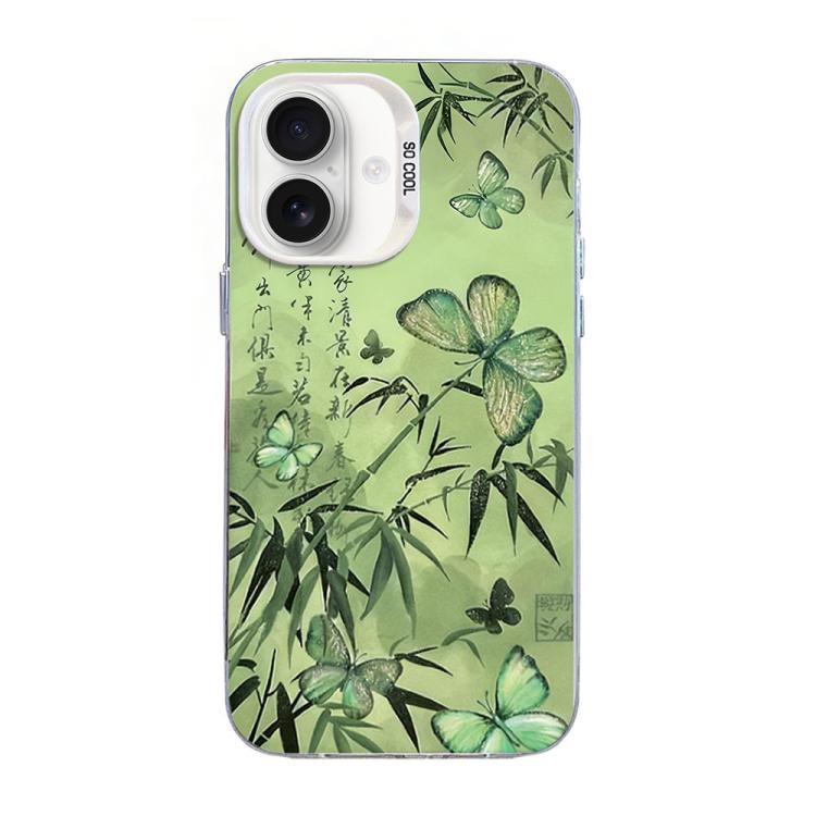 蝴蝶圖案銀鍍PC混合TPU手機殼，適用於iPhone 16 Pro、iPhone 16 Plus、iPhone 16、iPhone 15 Pro Max、iPhone 15 Pro、iPhone 15 Plus