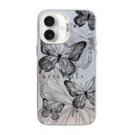 蝴蝶圖案銀鍍PC混合TPU手機殼，適用於iPhone 16 Pro、iPhone 16 Plus、iPhone 16、iPhone 15 Pro Max、iPhone 15 Pro、iPhone 15 Plus