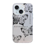 蝴蝶圖案銀鍍PC混合TPU手機殼，適用於iPhone 16 Pro、iPhone 16 Plus、iPhone 16、iPhone 15 Pro Max、iPhone 15 Pro、iPhone 15 Plus