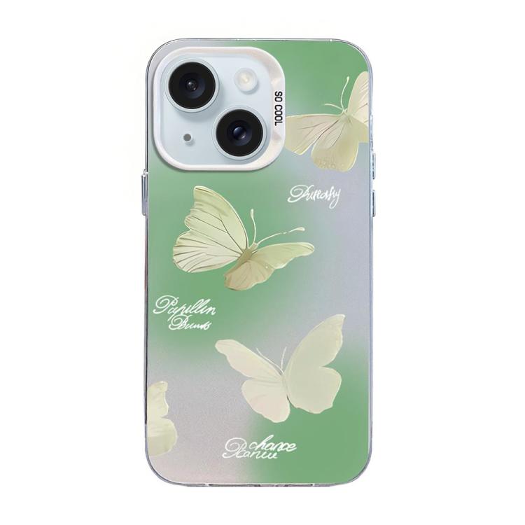 蝴蝶圖案銀鍍層 PC 混合 TPU 手機殼，適用於 iPhone 15、iPhone 14 Plus、iPhone 14、iPhone 14 Pro、iPhone 14 Pro Max、iPhone SE 2022 / SE 2020