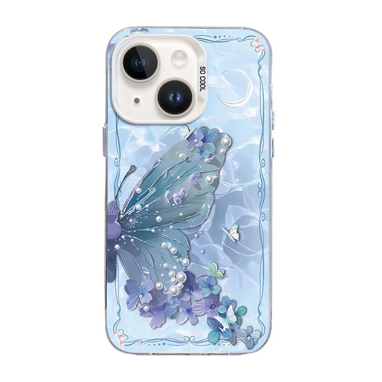 蝴蝶圖案銀鍍層 PC 混合 TPU 手機殼，適用於 iPhone 15、iPhone 14 Plus、iPhone 14、iPhone 14 Pro、iPhone 14 Pro Max、iPhone SE 2022 / SE 2020