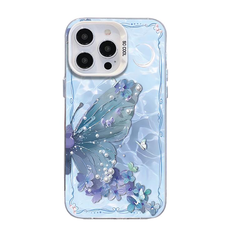 蝴蝶圖案銀鍍層 PC 混合 TPU 手機殼，適用於 iPhone 15、iPhone 14 Plus、iPhone 14、iPhone 14 Pro、iPhone 14 Pro Max、iPhone SE 2022 / SE 2020