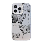 蝴蝶圖案銀鍍層 PC 混合 TPU 手機殼，適用於 iPhone 15、iPhone 14 Plus、iPhone 14、iPhone 14 Pro、iPhone 14 Pro Max、iPhone SE 2022 / SE 2020