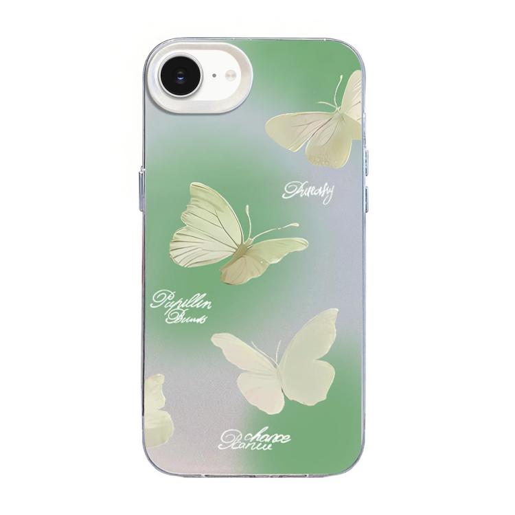 蝴蝶圖案銀鍍層 PC 混合 TPU 手機殼，適用於 iPhone 15、iPhone 14 Plus、iPhone 14、iPhone 14 Pro、iPhone 14 Pro Max、iPhone SE 2022 / SE 2020