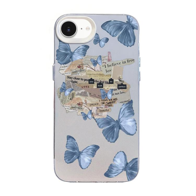 蝴蝶圖案銀鍍層 PC 混合 TPU 手機殼，適用於 iPhone 15、iPhone 14 Plus、iPhone 14、iPhone 14 Pro、iPhone 14 Pro Max、iPhone SE 2022 / SE 2020