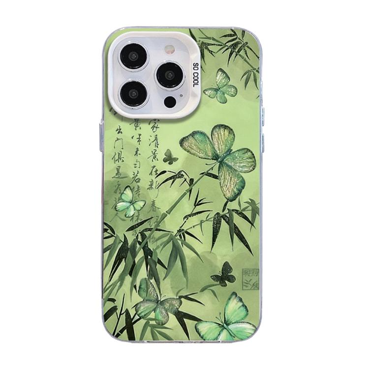 蝴蝶圖案銀鍍層 PC 混合 TPU 手機殼，適用於 iPhone 13 Pro Max、iPhone 13 Pro、iPhone 13、iPhone 13 mini、iPhone 12 Pro Max、iPhone 12 Pro