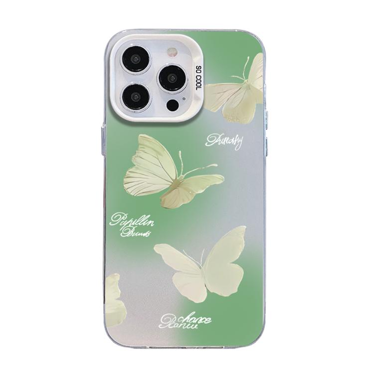 蝴蝶圖案銀鍍層 PC 混合 TPU 手機殼，適用於 iPhone 13 Pro Max、iPhone 13 Pro、iPhone 13、iPhone 13 mini、iPhone 12 Pro Max、iPhone 12 Pro