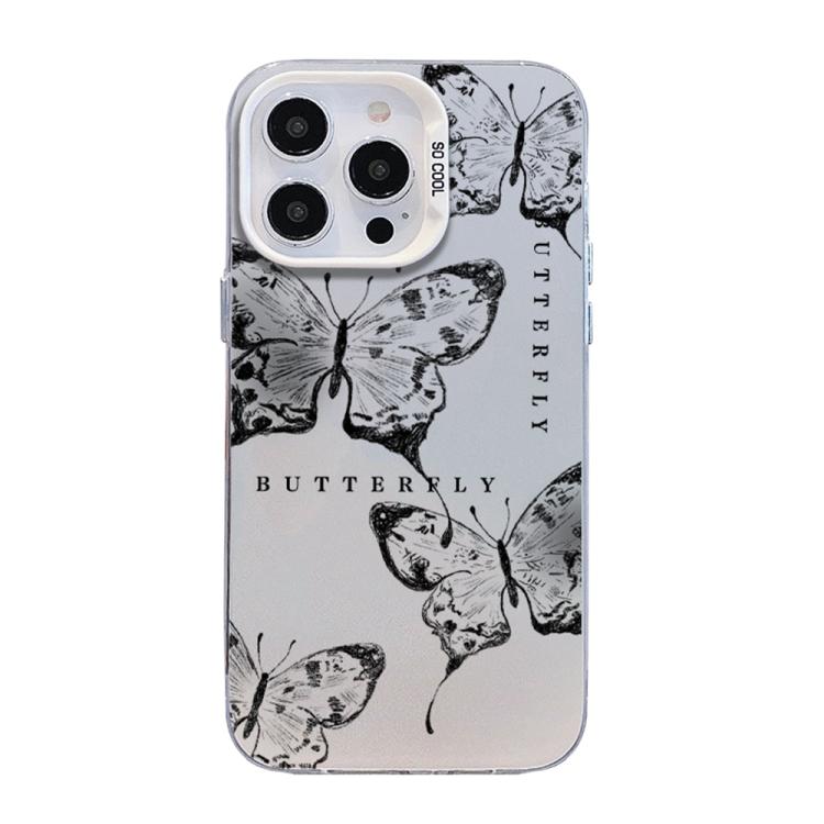 蝴蝶圖案銀鍍層 PC 混合 TPU 手機殼，適用於 iPhone 13 Pro Max、iPhone 13 Pro、iPhone 13、iPhone 13 mini、iPhone 12 Pro Max、iPhone 12 Pro