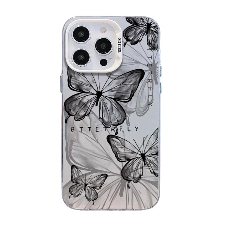 蝴蝶圖案銀鍍層 PC 混合 TPU 手機殼，適用於 iPhone 13 Pro Max、iPhone 13 Pro、iPhone 13、iPhone 13 mini、iPhone 12 Pro Max、iPhone 12 Pro