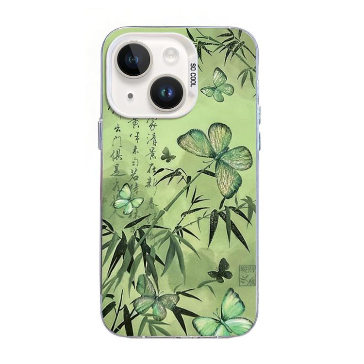 蝴蝶圖案銀鍍層 PC 混合 TPU 手機殼，適用於 iPhone 13 Pro Max、iPhone 13 Pro、iPhone 13、iPhone 13 mini、iPhone 12 Pro Max、iPhone 12 Pro