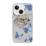 蝴蝶圖案銀鍍層 PC 混合 TPU 手機殼，適用於 iPhone 13 Pro Max、iPhone 13 Pro、iPhone 13、iPhone 13 mini、iPhone 12 Pro Max、iPhone 12 Pro