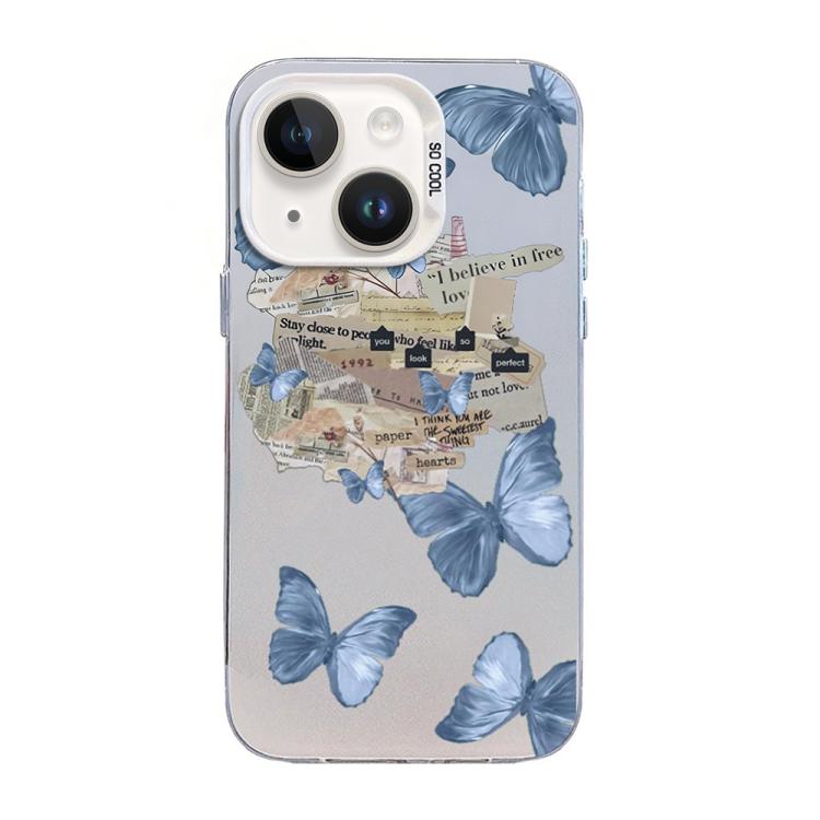 蝴蝶圖案銀鍍層 PC 混合 TPU 手機殼，適用於 iPhone 13 Pro Max、iPhone 13 Pro、iPhone 13、iPhone 13 mini、iPhone 12 Pro Max、iPhone 12 Pro