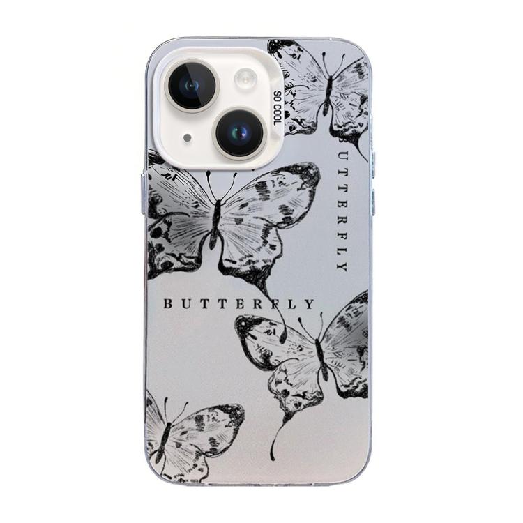 蝴蝶圖案銀鍍層 PC 混合 TPU 手機殼，適用於 iPhone 13 Pro Max、iPhone 13 Pro、iPhone 13、iPhone 13 mini、iPhone 12 Pro Max、iPhone 12 Pro