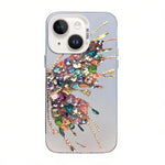 蝴蝶圖案銀鍍層 PC 混合 TPU 手機殼，適用於 iPhone 13 Pro Max、iPhone 13 Pro、iPhone 13、iPhone 13 mini、iPhone 12 Pro Max、iPhone 12 Pro