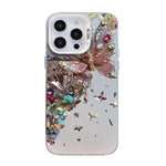蝴蝶圖案銀鍍層 PC 混合 TPU 手機殼，適用於 iPhone 13 Pro Max、iPhone 13 Pro、iPhone 13、iPhone 13 mini、iPhone 12 Pro Max、iPhone 12 Pro