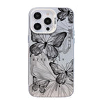 蝴蝶圖案銀鍍層 PC 混合 TPU 手機殼，適用於 iPhone 13 Pro Max、iPhone 13 Pro、iPhone 13、iPhone 13 mini、iPhone 12 Pro Max、iPhone 12 Pro
