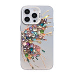 蝴蝶圖案銀鍍層 PC 混合 TPU 手機殼，適用於 iPhone 13 Pro Max、iPhone 13 Pro、iPhone 13、iPhone 13 mini、iPhone 12 Pro Max、iPhone 12 Pro